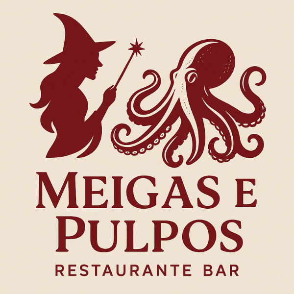 Logotipo vertical para footer Meigas e Pulpos